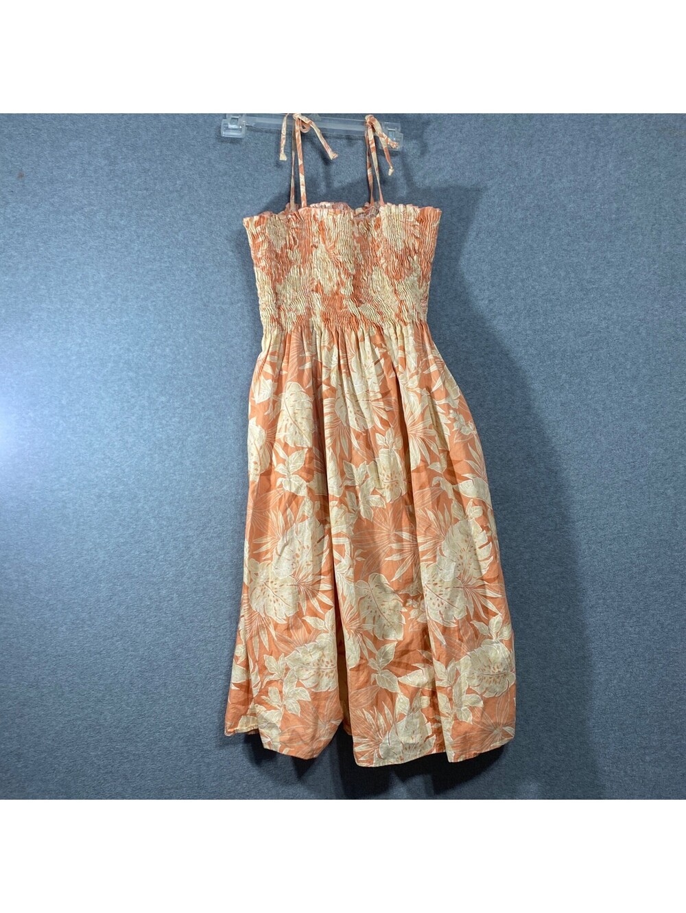 Aloha Republic Made in Hawaii Floral Beige and Orange Midi Dress Size Large